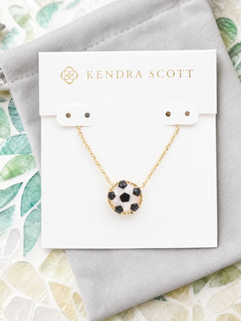 Kendra Scott Soccer Gold Ivory Mother-of-Pearl Short Necklace NEW